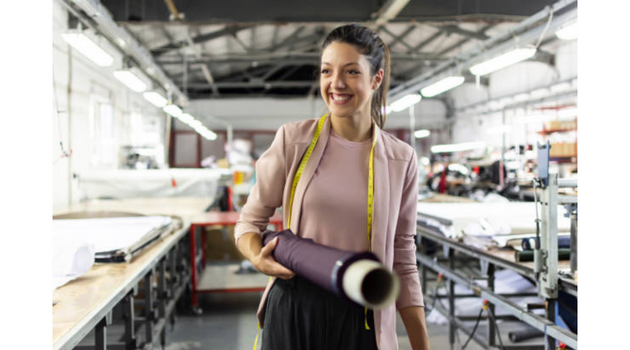 woman-holding-violet-colored-fabric