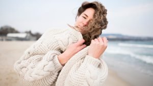 Italian Wool Jumper on Beach